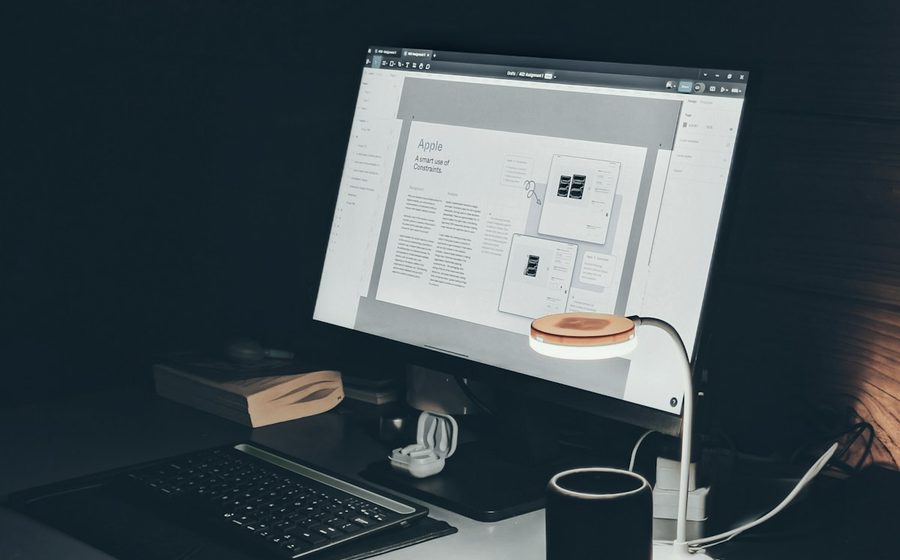 A desk with a document open on screen