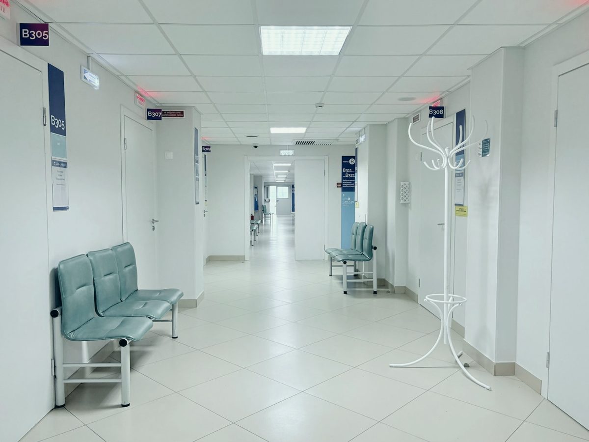 A quiet hospital corridor